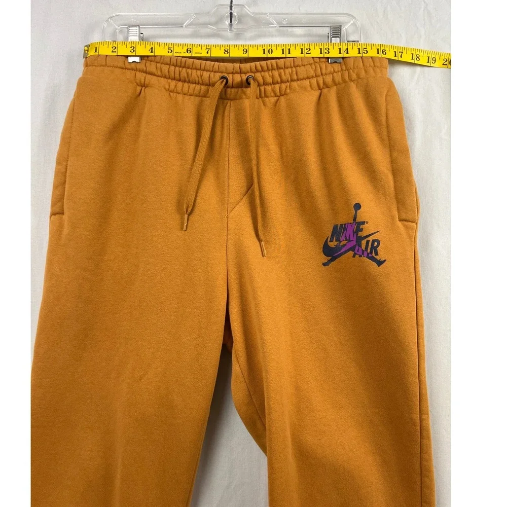 Nike Jordan Sweatpants Mens Large Air Jumpman Logo Orange Fleece Joggers Pants